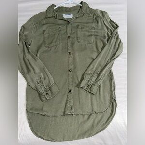 Olive Green Soft long sleeve girl shirt Old Navy size L 10/12